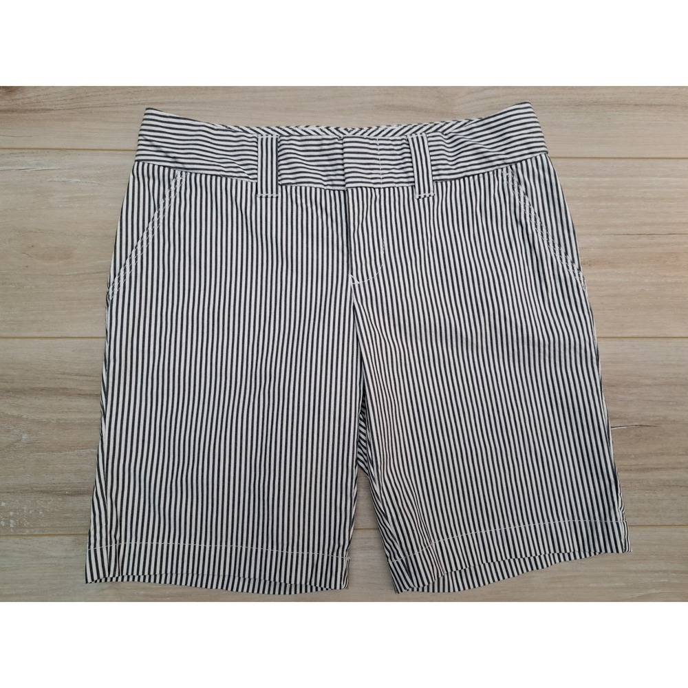 Tommy Hilfiger Womens Navy Blue White Striped Chino Shorts Size 2 Nautical